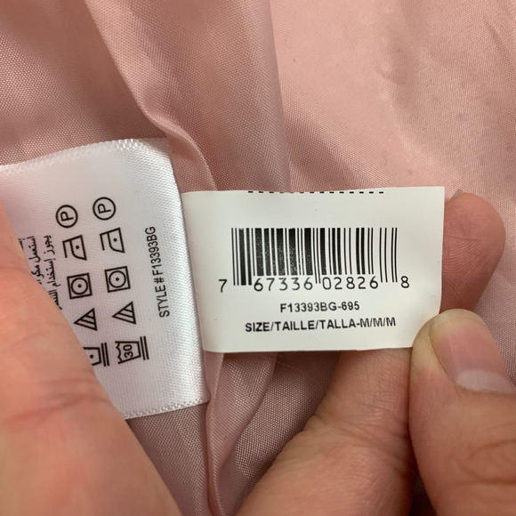 BCBGeneration Double Zip Jacket Women M Pink Snap Button Bungee Tie Waist Hoodie - Picture 14 of 16